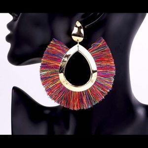 Multi Color Glamorous Tassel Drip Earrings
